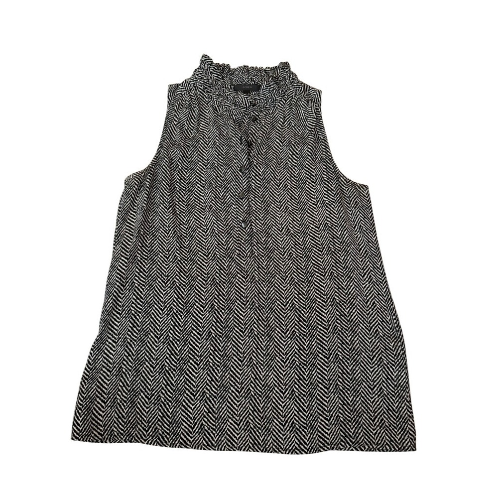 J.Crew Black & White Abstract Sleeveless Blouse Size‎ 0